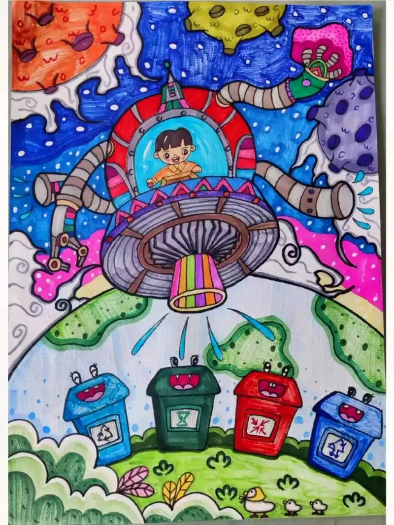 空气进化器,低碳环保作品.环境保护,作品赏析#画画 #科幻画 - 抖音