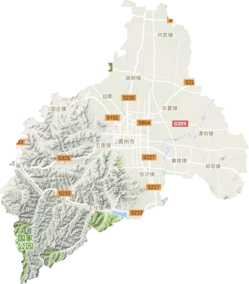 青州市高清地形地图