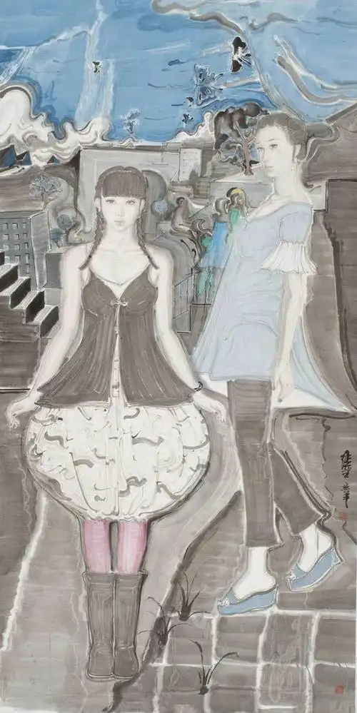 张望:画漂亮女孩是最简单的一件事|水墨|中国画|艺术|人物画_网易订阅