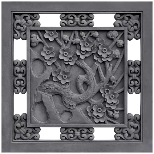 仿古镂空砖雕梅兰竹菊方形1米庭院装饰挂架中式浮雕围墙影壁得福