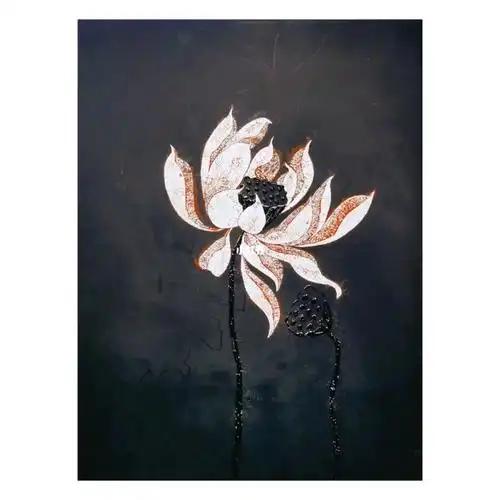 漆画荷花蛋壳镶嵌工作室产品