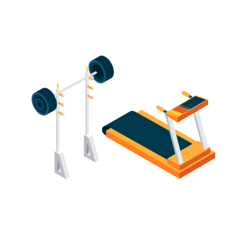 运动健身器具立体2.5d插画