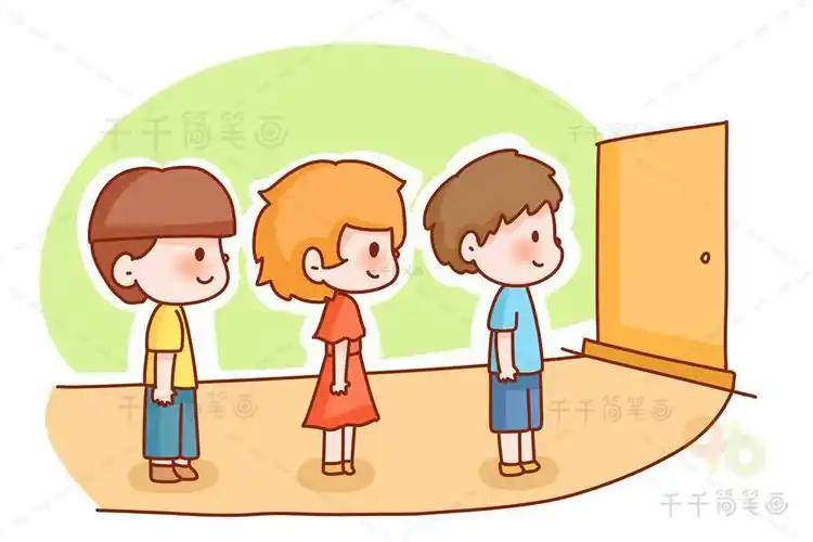 排队的少先队员简笔画