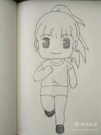 美丽的女孩跑步卡通简笔画