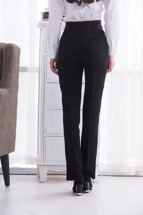 厂家批发西裤职业西装微喇叭休闲女裤工作正装直筒长裤子一件 黑色 86