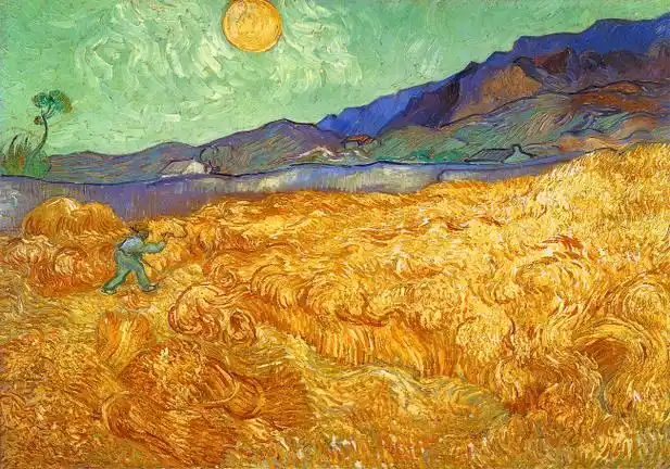 世界名画:梵高《麦田与收割者》赏析