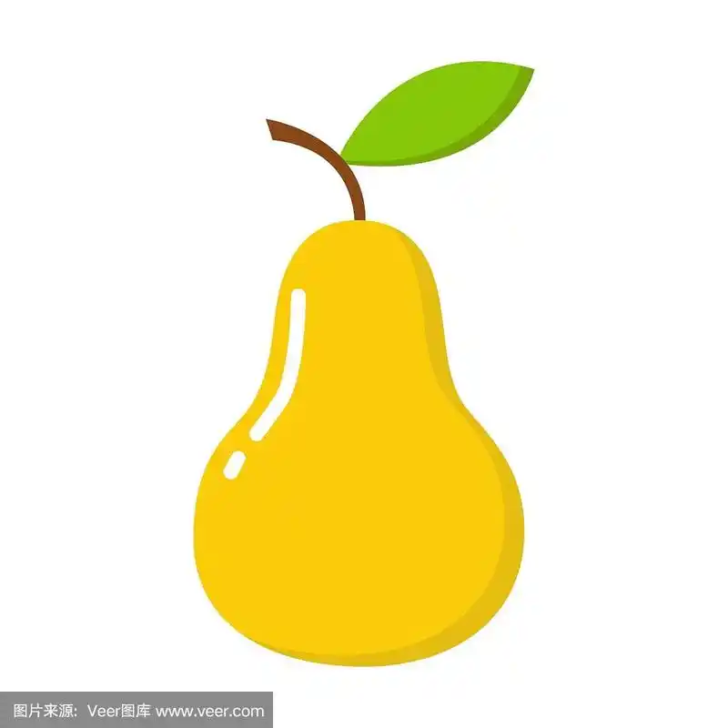 黄色的梨图标.卡通的黄色梨矢量图标为网页设计孤立在白色的背景