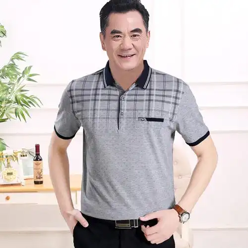爸爸夏装4050岁中老年人男装衣服夏天冰丝polo衫中年男士短袖t恤lm
