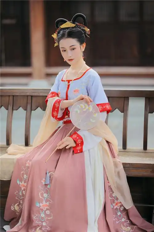 汉服女坦领齐腰襦一片式4.5米摆半臂古装 仙气飘逸国风日常超仙