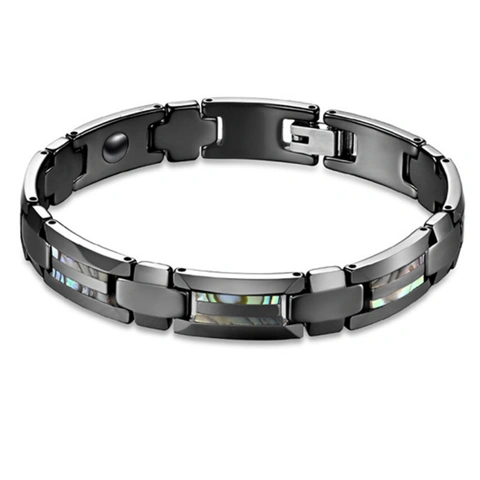 stainless steel and leather bracelet, stainless steel and