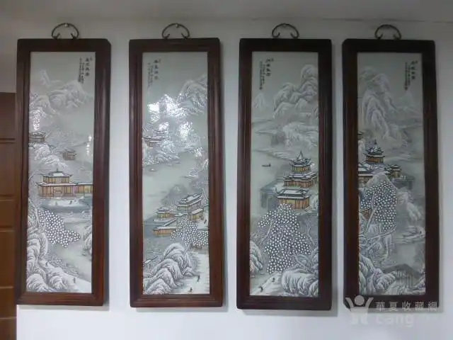 珠山八友何许人雪景瓷板画四条屏