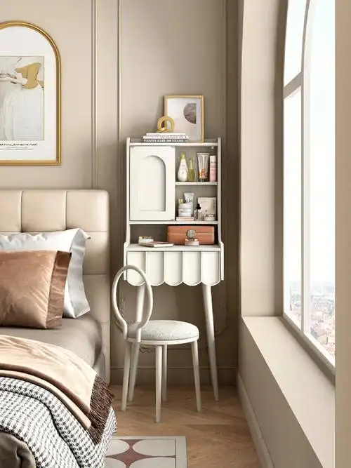 法式梳妆台收纳一体卧室化妆台