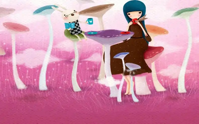 唯美手绘女孩,艺术壁纸-回车桌面