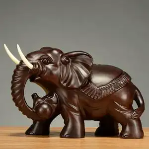 【木雕大象摆件一对图片】木雕大象摆件一对图片大全_q友网