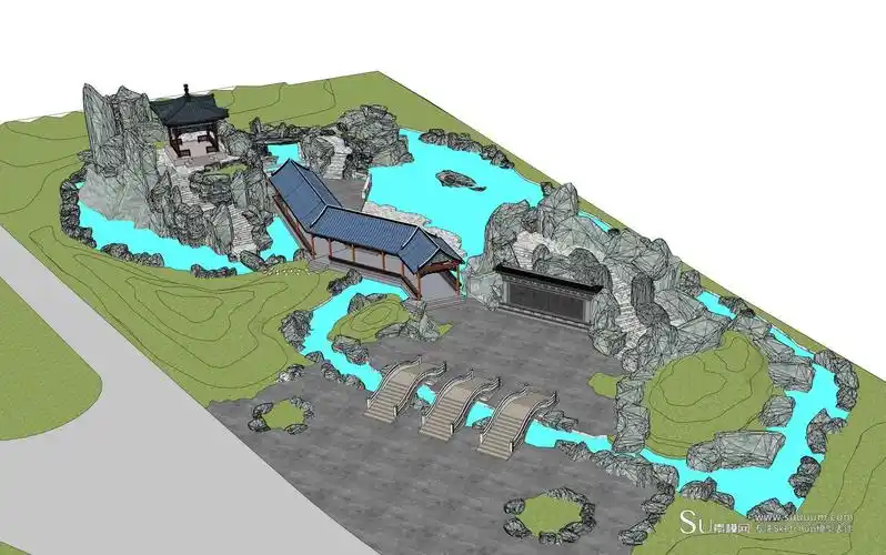 中式古典园林景观su模型