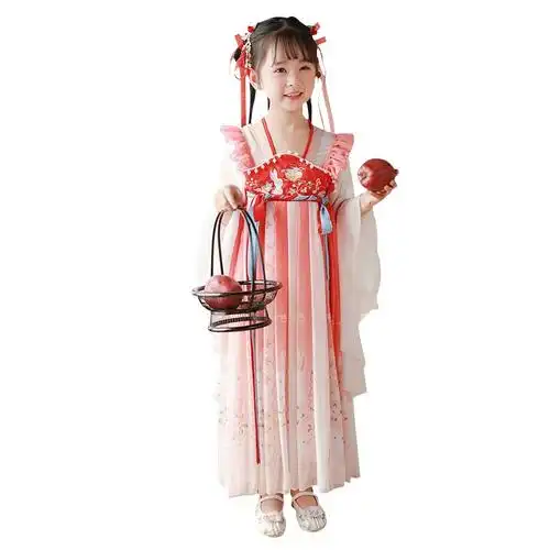 中国风儿童仙气古装表演服饰女童汉服春夏季古风短袖齐胸襦裙