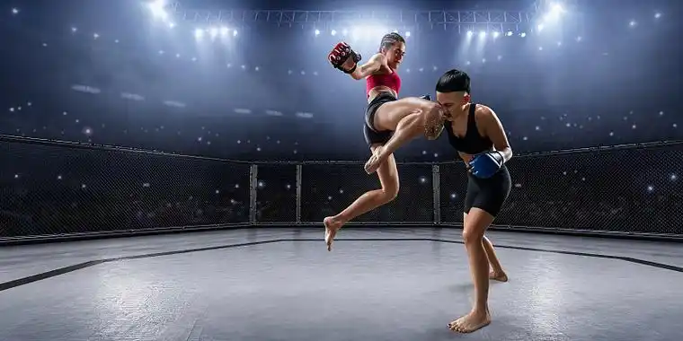 职业拳击场上的女子综合格斗选手图片下载