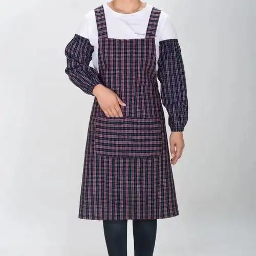 可爱日系棉麻创意透气厨房家用做饭防油污纯棉围裙背带式花边全棉