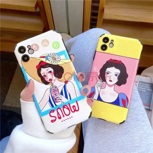 reno3卡通r9s防摔硅胶oppor15梦境女款 r17【蚕丝纹-抽烟白雪公主】