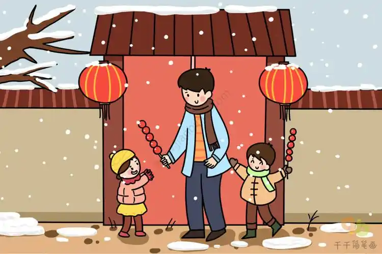 欢乐的春节简笔画