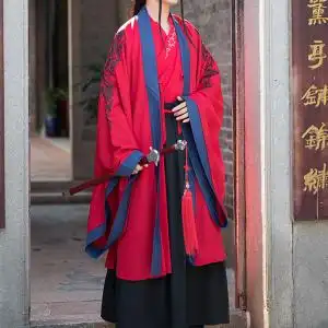 正版原创超仙魏晋风黑红色汉服男交领古装仙气飘逸侠客书生中国风