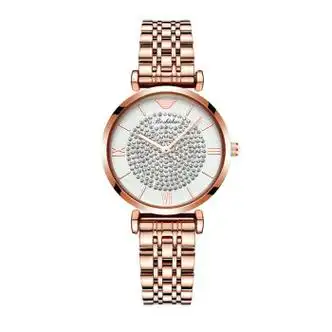 满天星手表女镶钻精钢石英表防水女表 8109满天星全玫两针【图片 价格