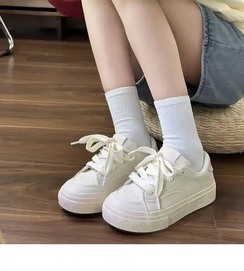 易少年 韩版厚底百搭小白鞋女ins潮小众奶油休闲板鞋2025夏季新款