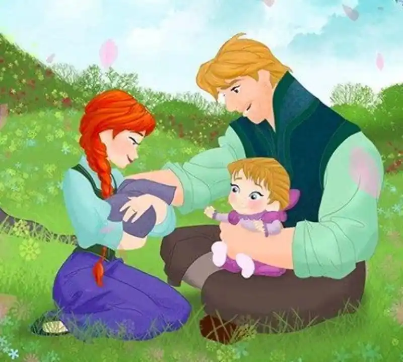 迪士尼公主生娃后,白雪公主脸更圆了,茉莉公主的腰简直了!