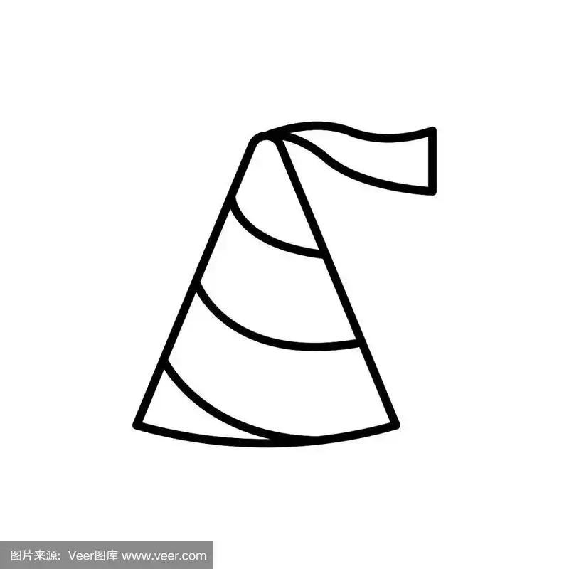 简单的生日帽线图标.