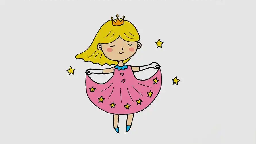 一起学画漂亮的小公主简笔画吧