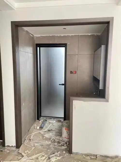 极窄双包平开门普通钢化磨砂