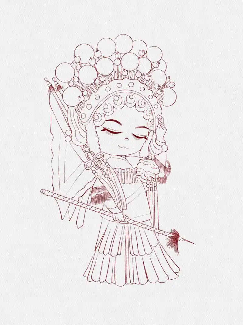 q版人物线稿图|戏曲(主页有上色图) 主页更多q版人物