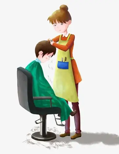 二月二龙抬头春节理发习俗手绘插画设计