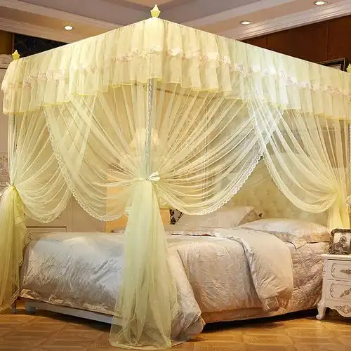 蚊帐加密帐沙加粗支架三开门宫廷落地蚊帐1.5米 1.8米2米单双人床