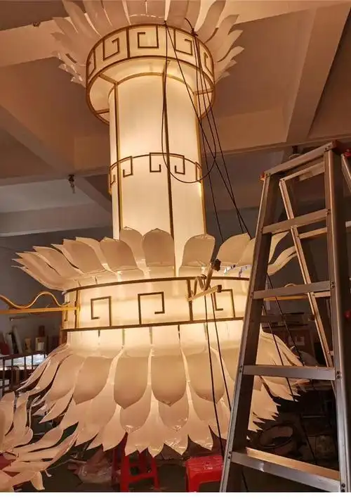 寺庙大雄宝殿莲花大吊灯 寺院经堂大殿吊灯 古典祠堂供佛灯定制 帝丹