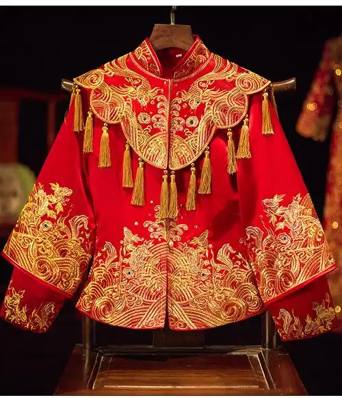 南糖三色秀禾服新娘结婚新款中式婚纱礼服嫁衣古代婚服出阁服龙凤褂