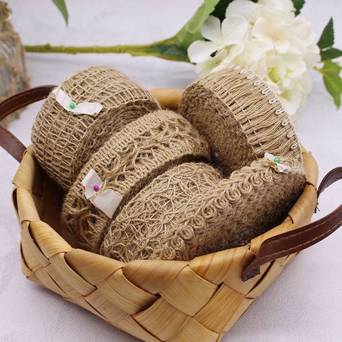 扁黄麻绳 编织花边带子装饰工艺品材料diy 抱枕包边勾花纹幼儿园