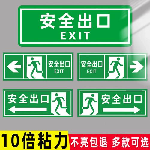 警示牌导向牌紧急出口安全逃生门标识牌消防通道应急出口标识牌定制