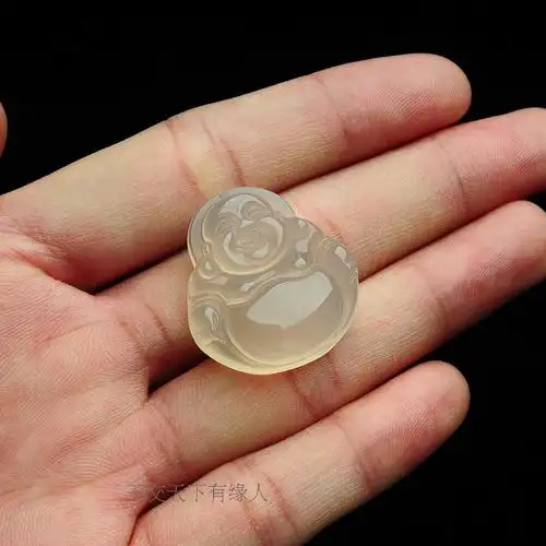 天然冰种透玉大肚佛公吊坠弥勒女式玉坠玉石颈饰