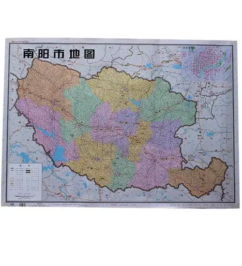 南阳市地图正版包邮新版河南十八市全开系列地图南阳市地图挂图含郊县