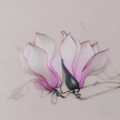 张琳苏绣真丝《玉兰花》平/乱针绣 天工艺品