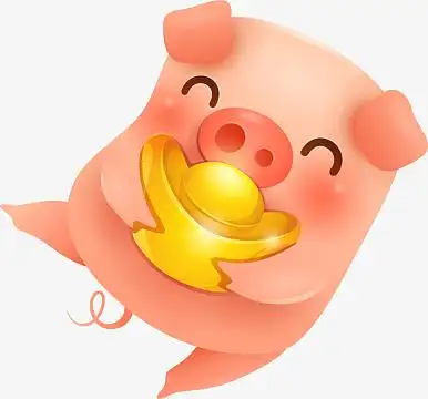 卡通新年快乐猪和财神形象(1833x1015)aipngc4d戴圣诞帽圆滚滚的猪