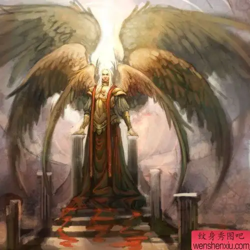 文身秀图吧推荐一幅六翼天使文身手稿作品