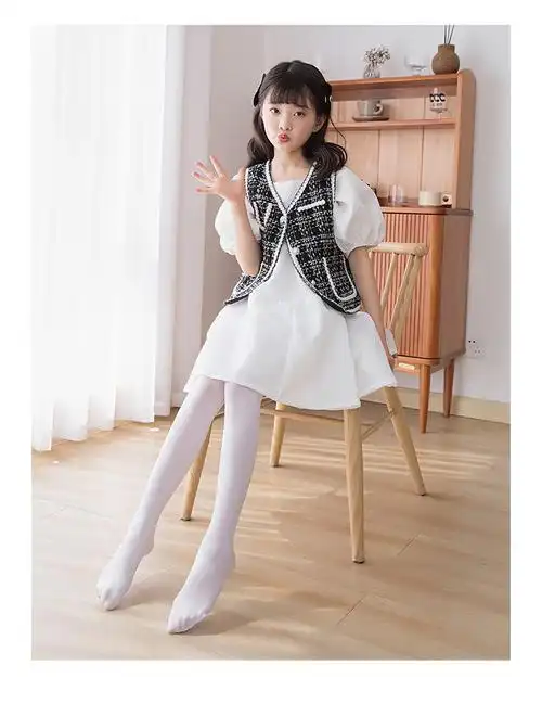 女童拉丁舞蹈袜子白色芭蕾考级练功打底裤袜抗起球大袜儿童连裤袜