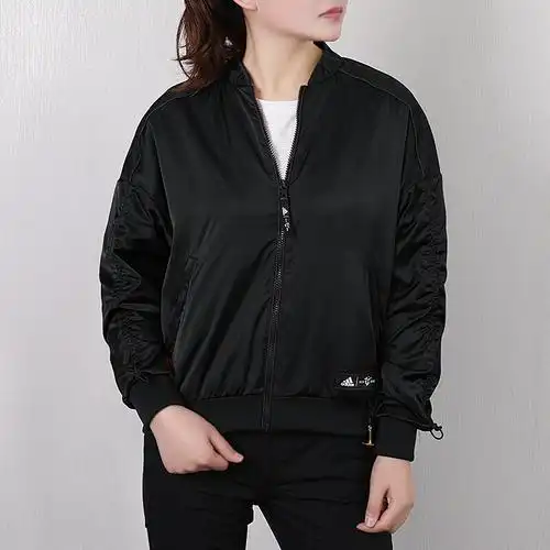adidas阿迪达斯女装上衣 2019秋冬棒球服立领开衫防风夹克外套dx9706