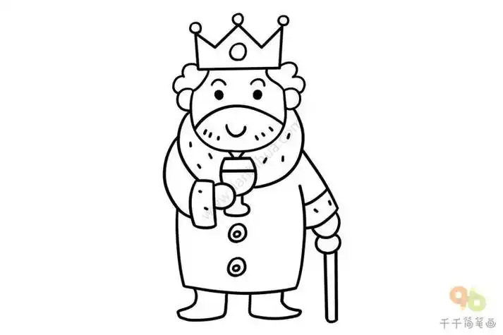 荒唐的国王的简笔画 简笔画图片大全-普车都