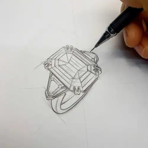 珠宝手绘粉钻戒指