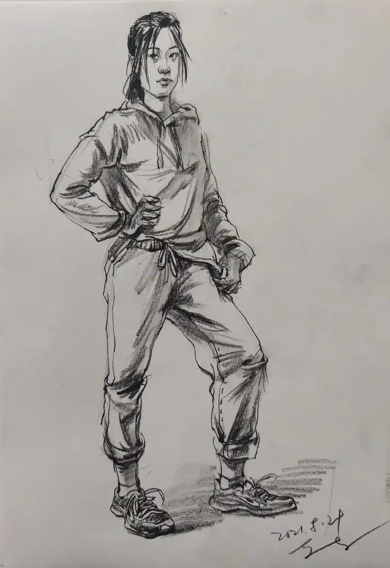 日常照片写生#速写 #速写人物 #写生 - 抖音