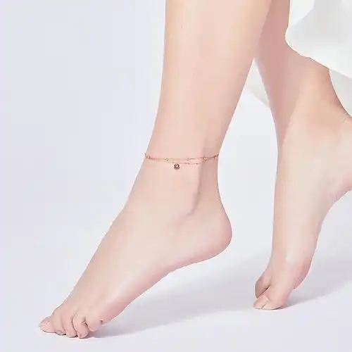 周六福可爱喵猫爪链18k金脚链多彩金可调节萌趣俏皮女生c088915