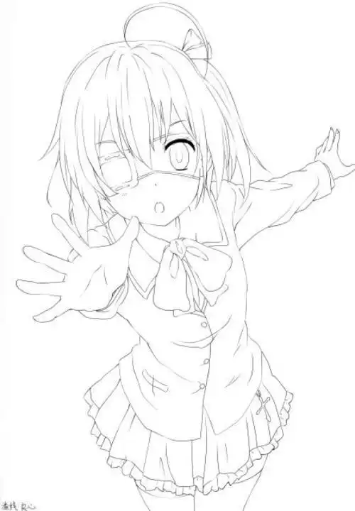 手绘小鸟游六花简笔画